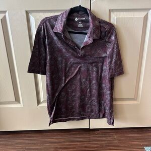 Lagaci Men's Maroon Palm Print Polo Shirt